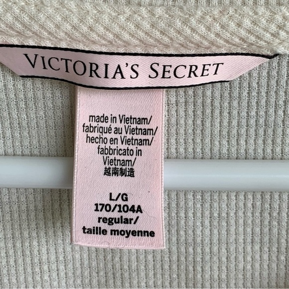 Victoria's Secret Waffle Long Sleeve Top Lounge PJ Ivory Large Pajamas Sleepwear - Picture 3 of 3